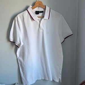 A/X Armani Exchange White Polo with Red and Navy Trim